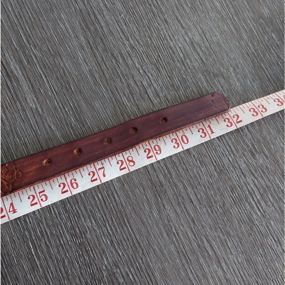 Leather Belt with Embossed Tooled Panda Bear